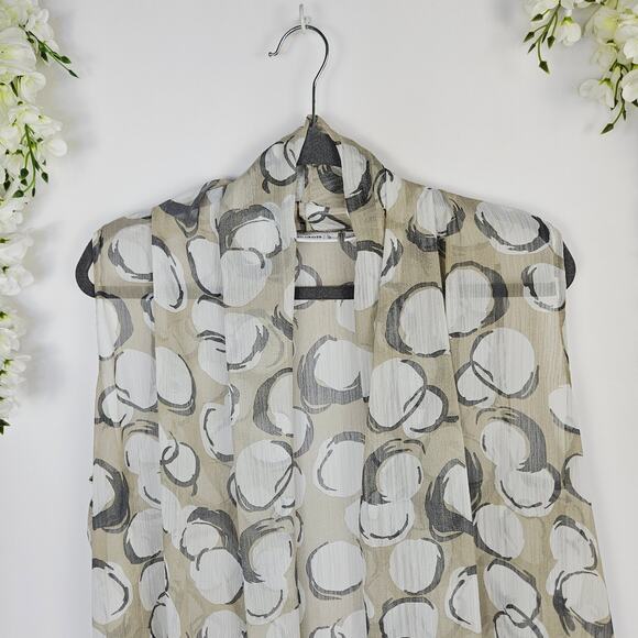 Susan Graver Sheer Open Front Lightweight Vest Large Abstract Circle Chic Artsy - Picture 5 of 12